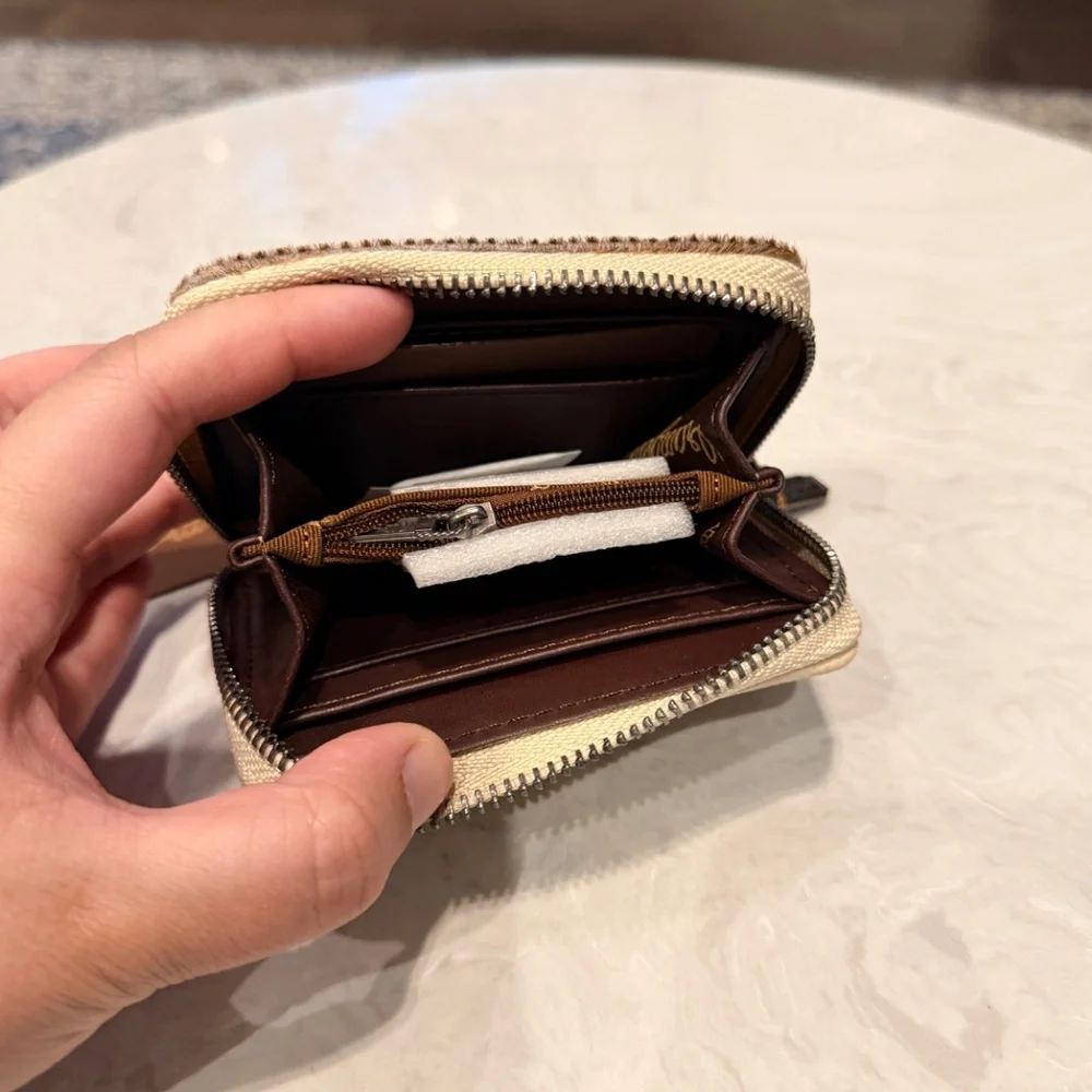 Wrangler Genuine Hair-On Cowhide Zip-Around Wallet Tan
